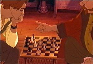      Dmitri and Vlady play chess.  (From one of my daughter's favorite <animated> films, "Anastasia.")  (anast3.jpg, 34 KB)    