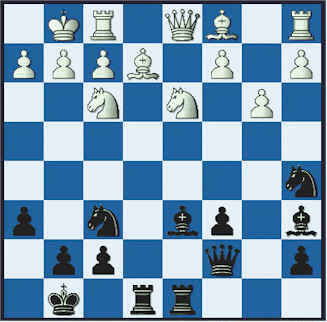   The actual game position after Black's 16th move.  (bel-nez1.gif, 54KB)  