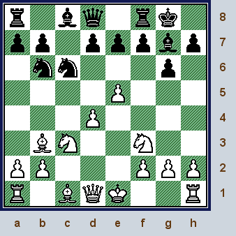 The position - in the game - after Black's ninth move. (cg-potd04_diag01.gif, 10 KB)