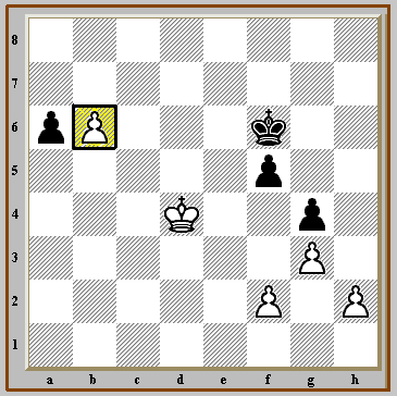 BAM!  White takes the Pawn on b6 "En Passant."  << You can resign now, brother.>> states White. << You will never catch my b-pawn before it promotes! >>