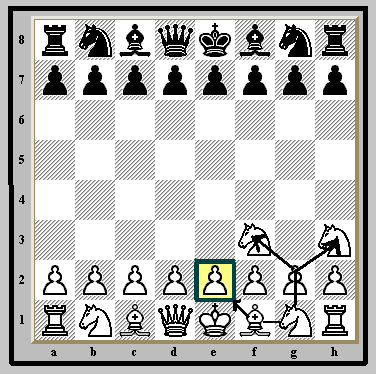   On the First move, White's Knight has two squares available to him  ...     