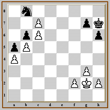    "Trapped like a rat!"  despairs the Black Knight on b8.     