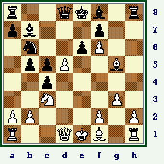   The position immediately after Black plays 13...Nb6. (pol-tor_mosc81-pos4.gif, 10 KB)  