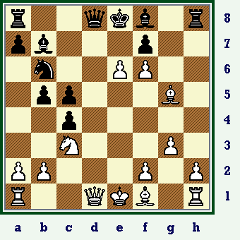   The position just after White captures on e6 with his Pawn, (move 14).  [ pol-tor_mosc81-pos5.gif, 10 KB ]  