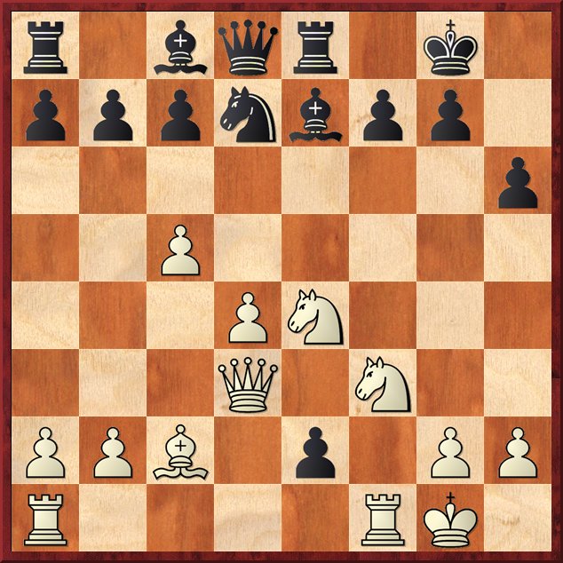   The position after Black's 14th move.  (spas-bron_1_paBlk14.jpg, 05 KB)  