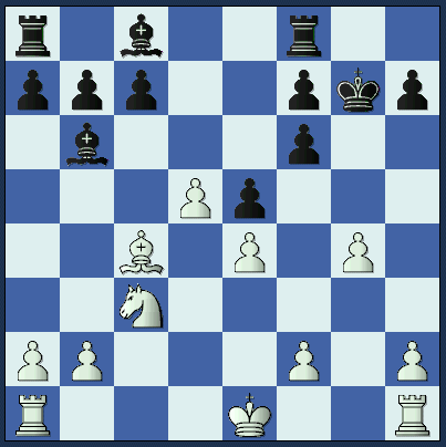   The position in the game, after Black plays his 14th move, ...Kg7!?  (ts_labmac_1-1.gif, 14KB)   