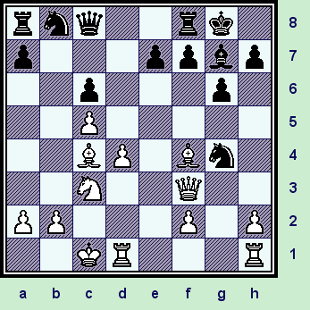    Black plays ...Qc8.  ("What is that smell? It is Black's position!!")  {gotm_06-04_pos9.gif, 48 KB}   